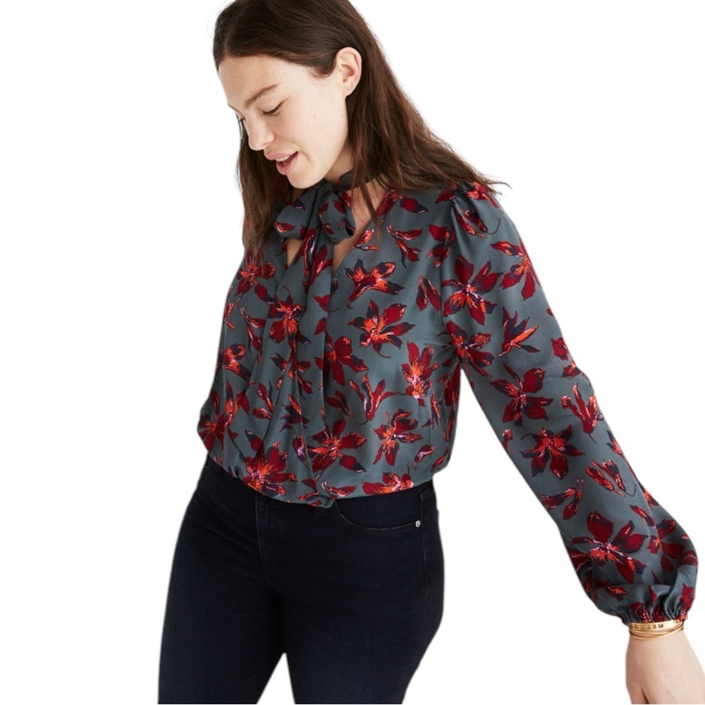 MADEWELL Silk Tie-Neck Wrap Top in Winter Orchid Size XS -- GORGEOUS!!! - Picture 10 of 10